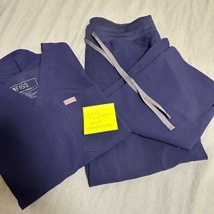 Figs Navy High Waisted Scrub Set